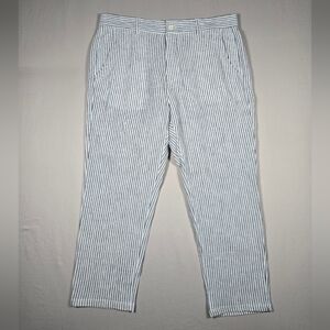 Zara Men's Blue & White Striped 100% Linen Pants W34